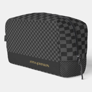 Chequered Pattern Personalized Name Dopp Kit