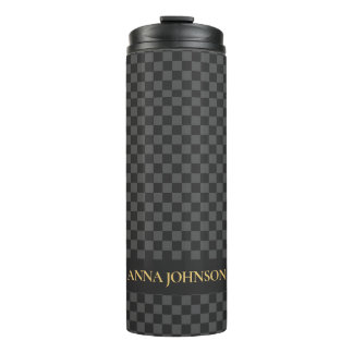 Chequered Pattern Personalized Name Thermal Tumbler