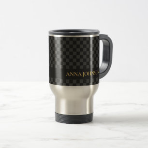 Chequered Pattern Personalized Name Travel Mug