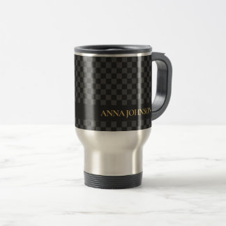 Chequered Pattern Personalized Name Travel Mug
