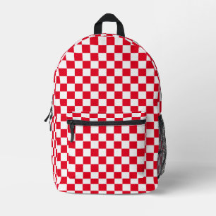 Chequered Pattern Printed Backpack
