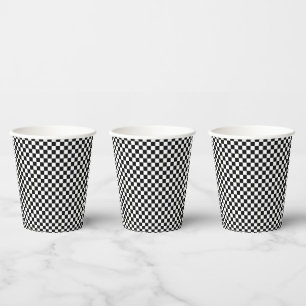 Chequered Pattern Race Car Theme Party Paper Cups