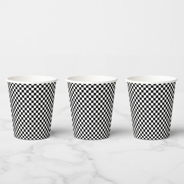 Chequered Pattern Race Car Theme Party Paper Cups (Multi)