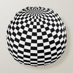 Chequered Pattern Round Pillow