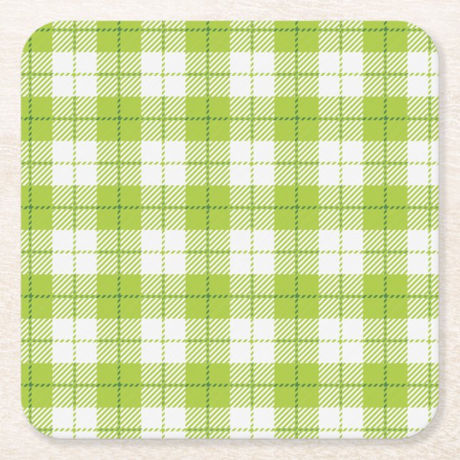 Chequered pattern square paper coaster (Front)