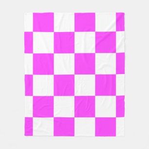 Chequered pattern tile background. White and Pinka Fleece Blanket
