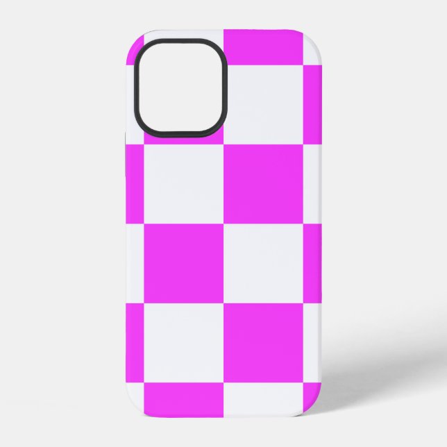 Chequered pattern tile background. White and Pinka iPhone Case (Back)