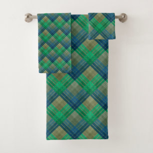 Chequered pattern with zig zag colouring bath towel set
