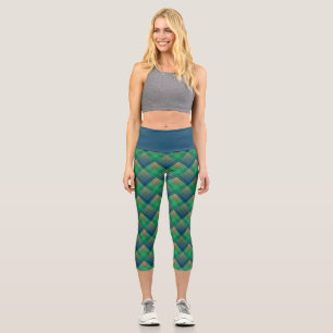 Chequered pattern with zig zag colouring capri leggings