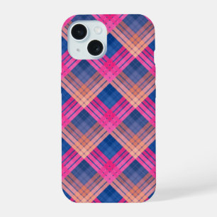 Chequered pattern with zig zag colouring iPhone 15 case