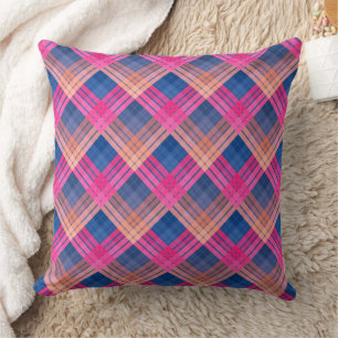 Chequered pattern with zig zag colouring throw pillow