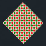 Chequered Paw Prints Green Red Christmas Pet Bandana<br><div class="desc">This festive bandana for pets features a cute faux gold glitter paw print pattern on a red and green chequered pattern.</div>