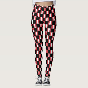 Chequered Peru Flag Pattern Leggings