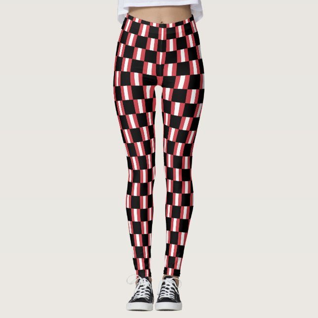 Chequered Peru Flag Pattern  Leggings (Front)