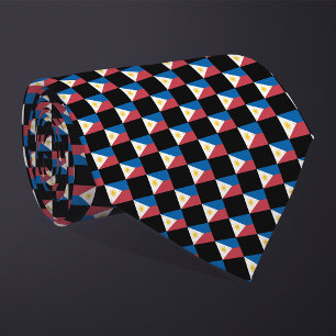 Chequered Philippines Flag Pattern  Tie