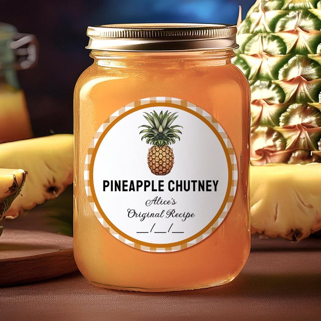 Chequered pineapple chutney canning label (Creator Uploaded)