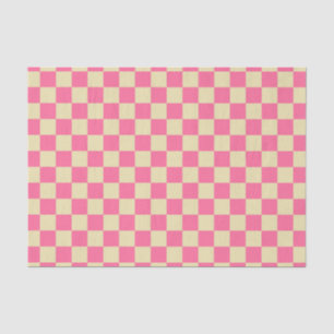 Chequered Pink and Beige Tissue Paper