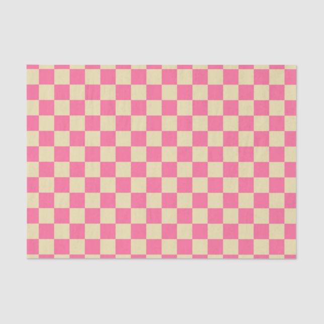 Chequered Pink and Beige Tissue Paper (Front)