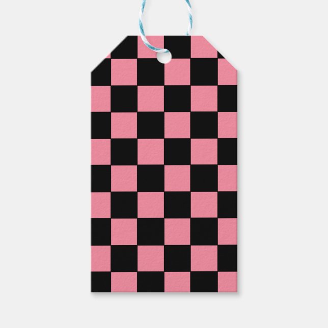 Chequered Pink and Black  Gift Tags (Front)