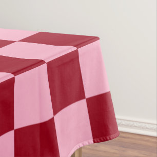 Chequered Pink and Burgundy Tablecloth