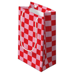 Chequered Pink and Red Small Gift Bag
