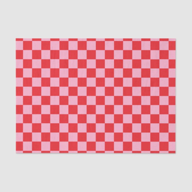 Chequered Pink and Red Tissue Paper (Front)