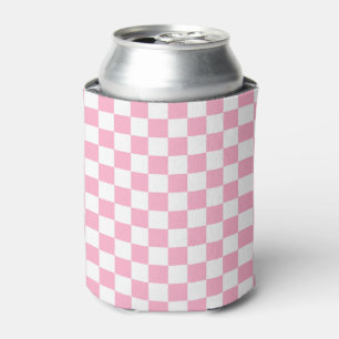 Chequered Pink and White Can Cooler