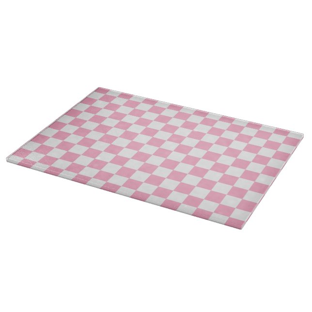 Chequered Pink and White Cutting Board (Corner)