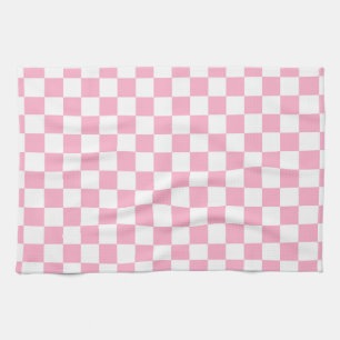 Chequered Pink and White Kitchen Towel