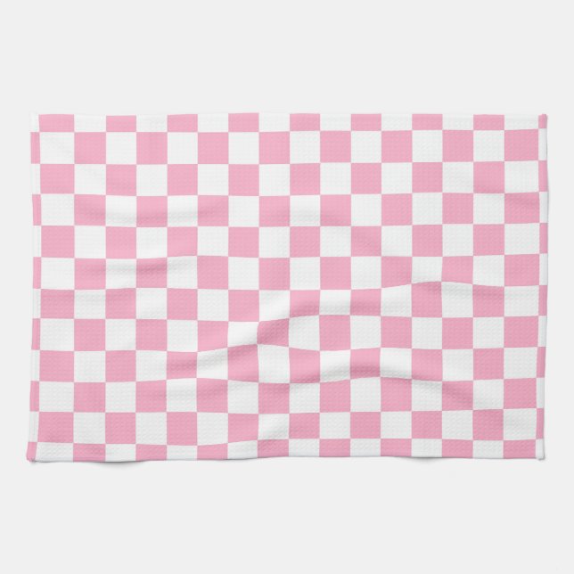 Chequered Pink and White Kitchen Towel (Horizontal)