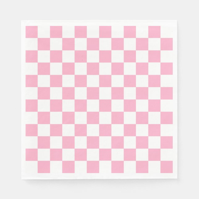 Chequered Pink and White Napkin (Front)