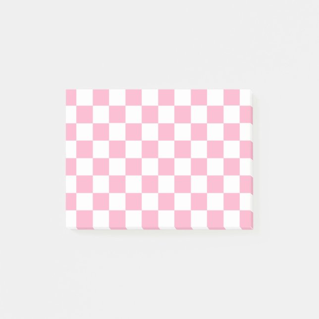 Chequered Pink and White Post-it Notes (Front)