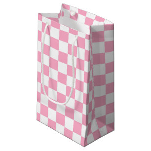 Chequered Pink and White Small Gift Bag
