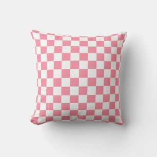 Chequered pink and White Throw Pillow