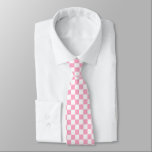 Chequered Pink and White Tie<br><div class="desc">Abstract digital art of pink and white squares in a chequered formation.</div>