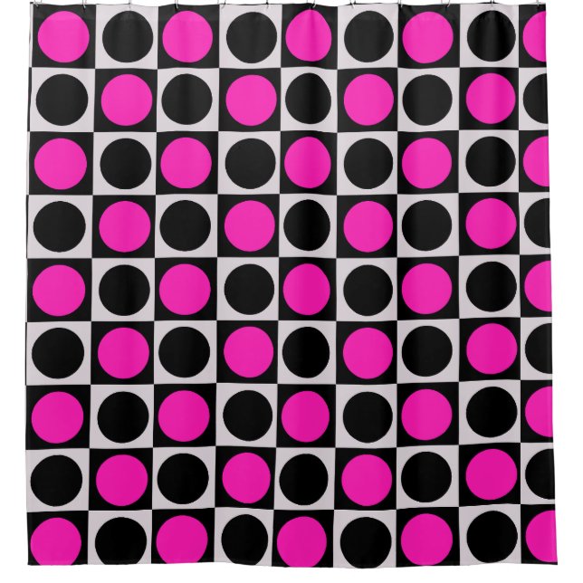 Chequered Pink Black Circle Pattern Design  (Front)