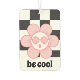 Chequered Pink Daisy Air Freshener