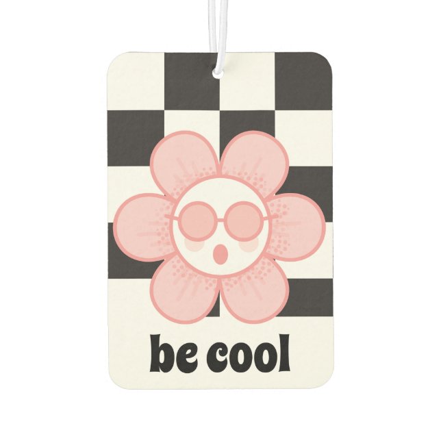 Chequered Pink Daisy Air Freshener (Back)