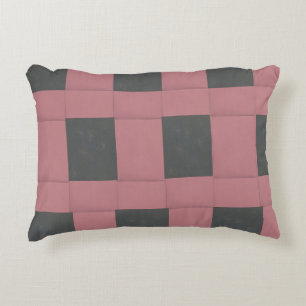Chequered Pink Flower Abstract  Accent Pillow