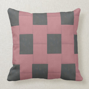 Chequered Pink Flower Abstract Throw Pillow