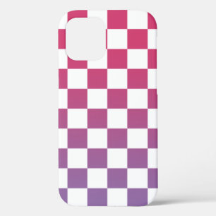 Chequered Pink to Purple Ombré Pattern iPhone 12 Case