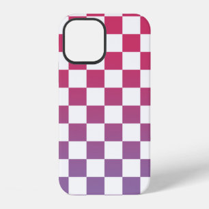 Chequered Pink to Purple Ombré Pattern iPhone 12 Case