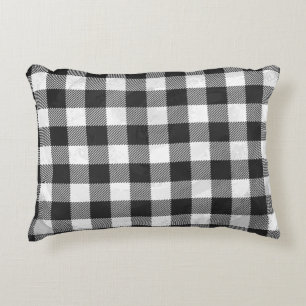 Chequered Plaid Black And White Accent Pillow