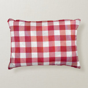 Chequered Plaid Black And White Accent Pillow
