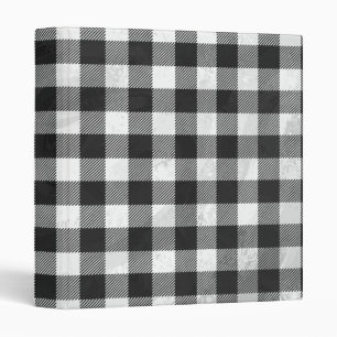 Chequered Plaid Black And White Binder