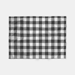 Chequered Plaid Black And White Fleece Blanket