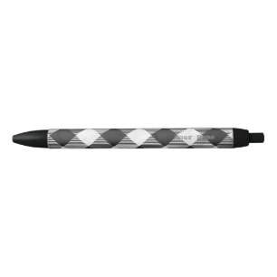 Chequered Plaid Black And White Ink Pen