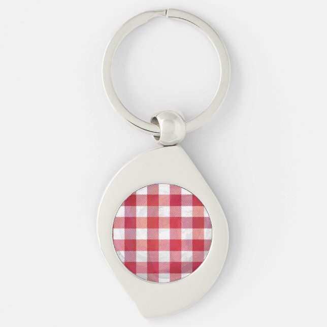 Chequered Plaid Black And White Keychain (Front)