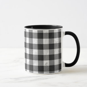 Chequered Plaid Black And White Mug