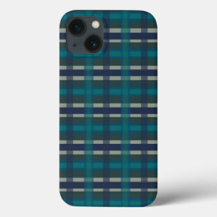 Chequered Plaid Blue Green Purple And Turquoise iPhone 13 Case